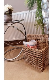 Resim Egindra Dekoratif Hasır Gazetelik / Dergilik / Kitaplık / Metal Tel Hasır Örgülü Pampas Vazosu 