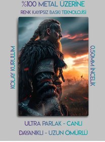 Resim Ragnar Lodbrok, Vikings - Parlak Metal Baskı Tablo 