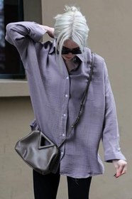 Resim Madmext Lacivert Muslin Kumaş Basic Kadın Gömlek Mg1660 