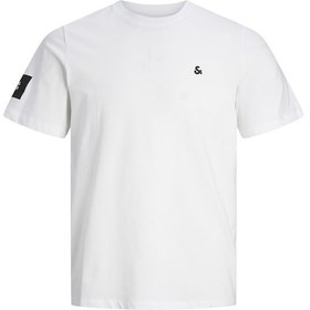 Resim Jack & Jones 12249661 Kol ve Göğüs Baskılı Erkek Tişört Beyaz 