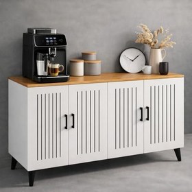 Resim bangu Kahve Köşesi Dolabı Çok Amaçlı Dolap (Derinlik 47 cm) Raflı Mutfak Dolabı BKDM006 (ÜST ATLANTİK, 140 CM) 