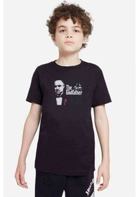 Resim The Godfather Baskılı Unisex Çocuk Siyah T-Shirt (528337537) 