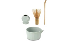 Resim Chavin 4lü Matcha Set Kase Kaşık Whisk Tutucu Bambu Whisk Çırpıcı ve Bambu Kaşık MT248 