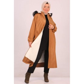 Resim 33069 Büyük Beden Kürk Astarlı Bondit Kap-Taba 