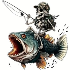 Resim Müzikli İskelet Balık Şövalye Etiketi, Arabaları, Kamyonları, Motosikletleri, Dizüstü Bilgisayarları, Alet Kutularını, Bavulları, Yatları, Balıkçı Teknelerini, Kapıları, Pencereleri ve Evleri Süslemek İçin Uygun, Balıkçılık Meraklıları İçin Mükemmel. 