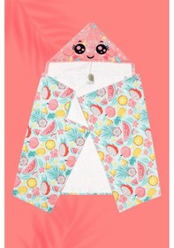 Resim Kapşonlu Çocuk Plaj Havlusu Flower Fruit Somon 