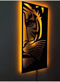 Resim Kaplan Işıklı Tablo 50x25 cm Ledli Duvar Dekorasyon Tablosu, kaplannew 