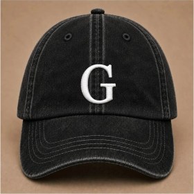 Resim "g" Harfi Isimlere Özel Tasarım Nakışlı Vintage Yıkamalı Beyzbol Şapkası 