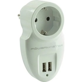 Resim Powermaster Akım Korumalı İki Usb'Li Tekli Priz 