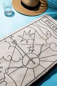 Resim Dijital Baskı Plaj Deniz Havlusu Yay Burcu Desenli Peştamal HVL0052 