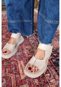 Resim 022 20755 Topukla Kadın Deri Dolgu Topuk Sandalet 