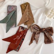 Resim Şık ve Trendy Saç Fuları, Çin Tasarımlı Günlük Aksesuar - 4 Adet Zarif Eşarplar: Romboz Desenli, Manzaralı Motifler ve Geometrik Desenler ile Kafa Bandları, Boyun Süsleri ve Çanta Dekoru için Karışık Renklerde 