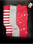Resim Unisex Bebek %100 Pamuklu 3'lü Tek Alt Pijama Set BR524-K 