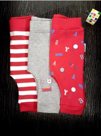 Resim Unisex Bebek %100 Pamuklu 3'lü Tek Alt Pijama Set BR524-K 
