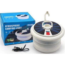 Resim Yx-669 Güneş Enerjili Şerit Ledli Kamp Lambası - 15 Farklı Işık Modu & Type-c Hızlı Şarj Beyaz 