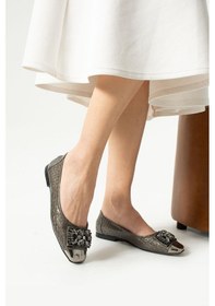 Resim Kadın Platin Krok Taşlı Aksesuar Babet Platin 