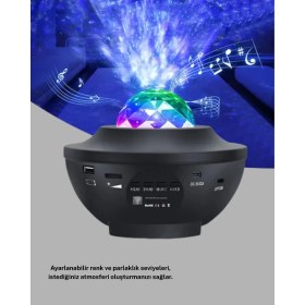 Resim TE Dükkan Galaxy Yıldız Projektör Çok Renkli Ayarlı Parlaklık Uzay Atmosfer Işığı 