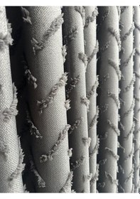 Resim Çapraz Saçak Fonluk Pamuklu Keten Koyu Gri Fon Perde 1/3 Sık Pile Tek Kanat Koyu Gri 