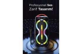 Resim Torima Bluetooth Hoparlör Mikrofonlu Kumandalı Rgb Işıklı Tws Speaker D36 Siyah 