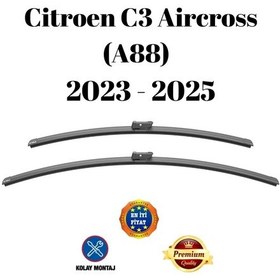 Resim Citroen C3 Aircross A88 2023 2024 2025 Uyumlu Araca Özel Ön Cam Muz Tipi Silecek Süpürgesi Takımı 65/40cm 2li Set Silbak 