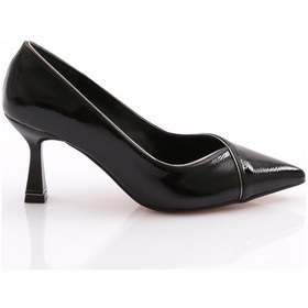 Resim Dgn 770 Kadin Topuklu Ayakkabi Siyah Kırışık 