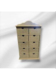 Resim Ahşap Boyanabilir 10 Çekmeceli Takı-aksesuar Organizer Kutu 