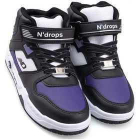 Resim Ndrops 021-24 Deri Cırt Bantlı Kız Çocuk Spor Bot Siyah Mor Siyah 