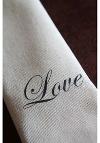 Resim 12 Adet Love Naturel Keten Servis Sunum Peçetesi 