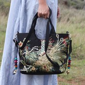 Resim Trendy Etnik Tarz Kuş Kuşu Payetli Tote Çanta, Vintage Omuz Çantası, Alışveriş İçin Mükemmel Hadnbag, En İyi Karnaval Hediyeleri 