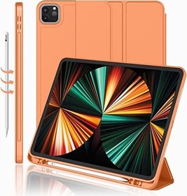 Resim Apple iPad Pro 12.9 3. 4. 5. 6. Nesil ile uyumlu Kılıf Kalem Bölmeli Smart Case Turuncu 