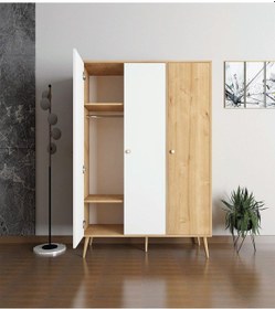 Resim Floradesign Milano Gardırop /elbise Dolabı Üç Kapaklı Dolap Meşe 