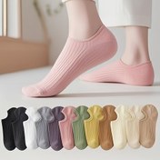 Resim Kadınlar için 8 Çift Düz Renkli Görünmez Çorap - Kumaş, Makinede Yıkanabilir, Çeşitli Renkler (Siyah, Beyaz, Gri, Pembe, Yeşil, Sarı, Bej), Moda Çoraplar | Minimalist Tarz | Esnek Malzeme 