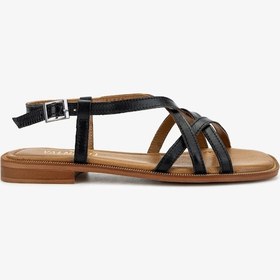 Resim Valmenti Kadın Hakiki Deri Siyah Deri Düz Sandalet 838 16213 Bn Sndlt Y25 Sıyah Dr Siyah 