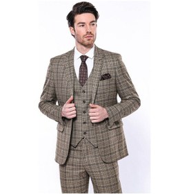 Resim Wessi Ekose Slim Fit Kahverengi Erkek Ceket - Wessi Kahverengi 