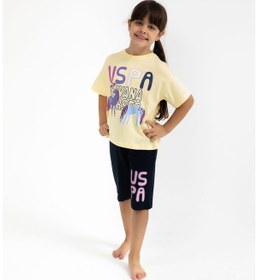 Resim Us Polo Assn Pamuklu Kısa Kol Kız Çocuk Şort Pijama Takım (536005075) Çok Renkli 