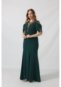 Resim Moda Berray 80099 İşlemeli Püsküllü Büyük Beden Uzun Abiye Siyah 