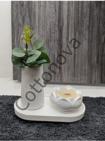 Resim Cottonova C56 Dekoratif Vazo Ve Mumluk6 Beyaz 