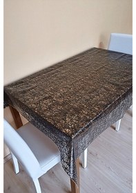 Resim Dantel Görünümlü Üstü Şeffaf Kaplı Muşamba Masa Örtüsü -siyah Renk-farklı Ölçülerde-hlksyh Siyah 