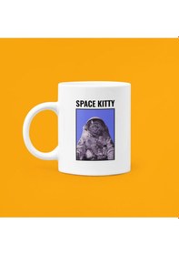 Resim Space Kitty Baskılı Porselen Kupa 330ml Beyaz 