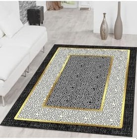 Resim Rovigo Dijital Baskı Yıkanabilir Kaymaz Taban Salon Halısı Rvg0321-sd1073, Siyah, 80 x 300 