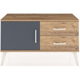 Resim Arges Şifonyer Tek Raflı 2 Çekmeceli Tek Kapaklı 88x30x48 Çam-antrasit/çam Antrasit/çam 