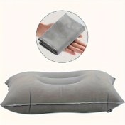 Resim Bir dış mekan kullanımı için rahat şişirilebilir yastık, ofis, araba, kamp, yürüyüş ve uyku için uygun, boyun ve beli destekler, kalınlaştırılmış PVC peluş ile çok fonksiyonlu seyahat yastığı, yıkanabilir mikrofiber kapak, snap kapanış 