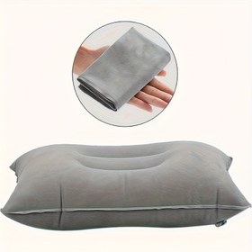 Resim Bir dış mekan kullanımı için rahat şişirilebilir yastık, ofis, araba, kamp, yürüyüş ve uyku için uygun, boyun ve beli destekler, kalınlaştırılmış PVC peluş ile çok fonksiyonlu seyahat yastığı, yıkanabilir mikrofiber kapak, snap kapanış 