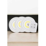 Resim Spot Lamba LED Işık 3'lü Uzaktan Kumandalı Pilli Yapışkanlı Kablosuz 