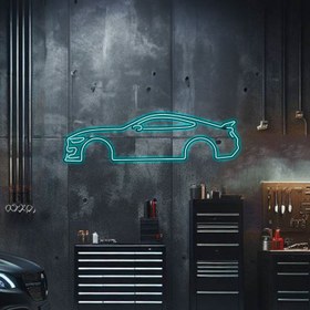 Resim Mustang Shelby GT500 Metal Neon Araç Silüeti - MTN0028 - Buz Mavisi / 140 cm 