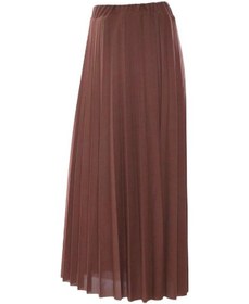 Resim Eren Style Pileli Pamuklu Dokuma Viskon Kışlık Etek 95 Cm - 38-48 Kahverengi 