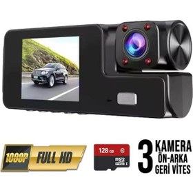 Resim Wolfstar Mr-15 3 Kameralı Led Ekranlı Gece Görüşlü G-sensör Araç İçi Ve Arka Kamera 