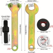 Resim 5 parça/set Elektrikli Matkap Taşlama Tekerlek Disk Adaptörü 10mm Ayarlanabilir Döner Sürücü Kesici Şaft Aksesuarları, 2 Anahtar, 1 Şaft ve 2 Somun Kombinasyonu Metal Deburring için 