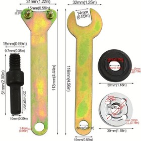 Resim 5 parça/set Elektrikli Matkap Taşlama Tekerlek Disk Adaptörü 10mm Ayarlanabilir Döner Sürücü Kesici Şaft Aksesuarları, 2 Anahtar, 1 Şaft ve 2 Somun Kombinasyonu Metal Deburring için 