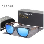 Resim Barglasses Tasarım Ahşap Güneş Gözlükleri Adam Doğal Ceviz Güneş Gözlüğü Kadın Blue Mirror Altın 